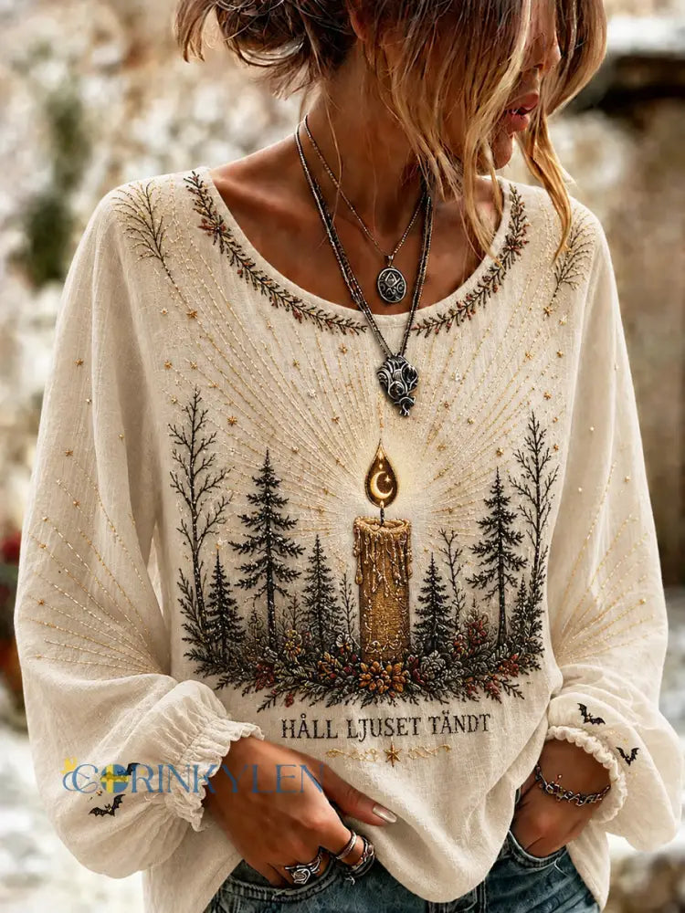 Women’s Vintage Halloween “Last Ray of Light” Artistic Top - As picture / S