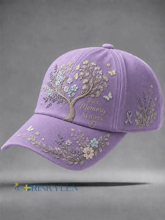 Alzheimers tema ’Varje medlems saker’ Floral Print Casual Unisex hatt - ljus purpura / ONE