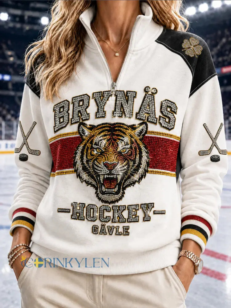 Brynäs Röd Guld Hockeyränder Damtröja - som bild / S