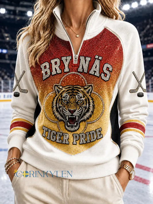 Brynäs Röd Guld Tiger Hockey Damtröja - som bild / S