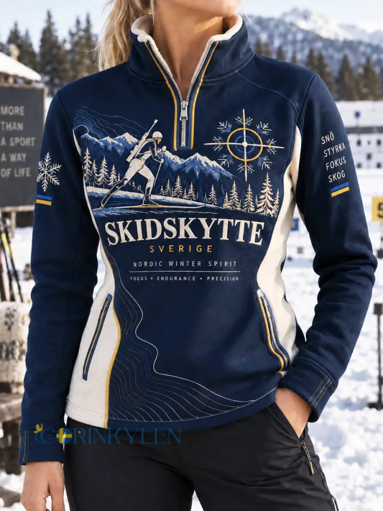 Dam Sverige Vinterlopp Skidskytte Sport Sweatshirt - som bild / S