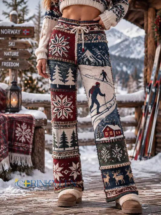 Dambyxor med retromönster av skidor - som bild / S