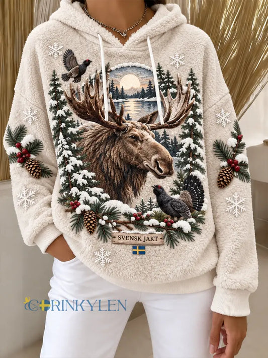 Damens Svenska Jaktssäsong Flanell Hoodie - A / S