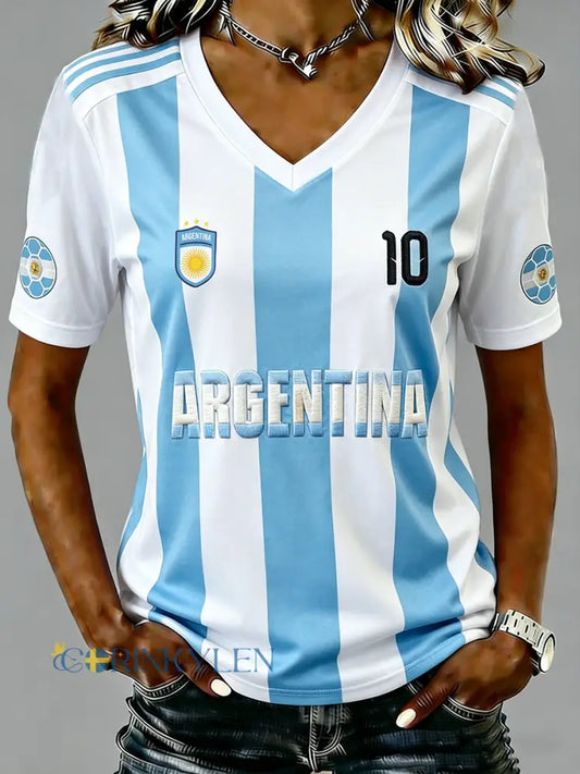 Damer Argentinsk fotboll T-shirt med korta ärmar - som bild / S