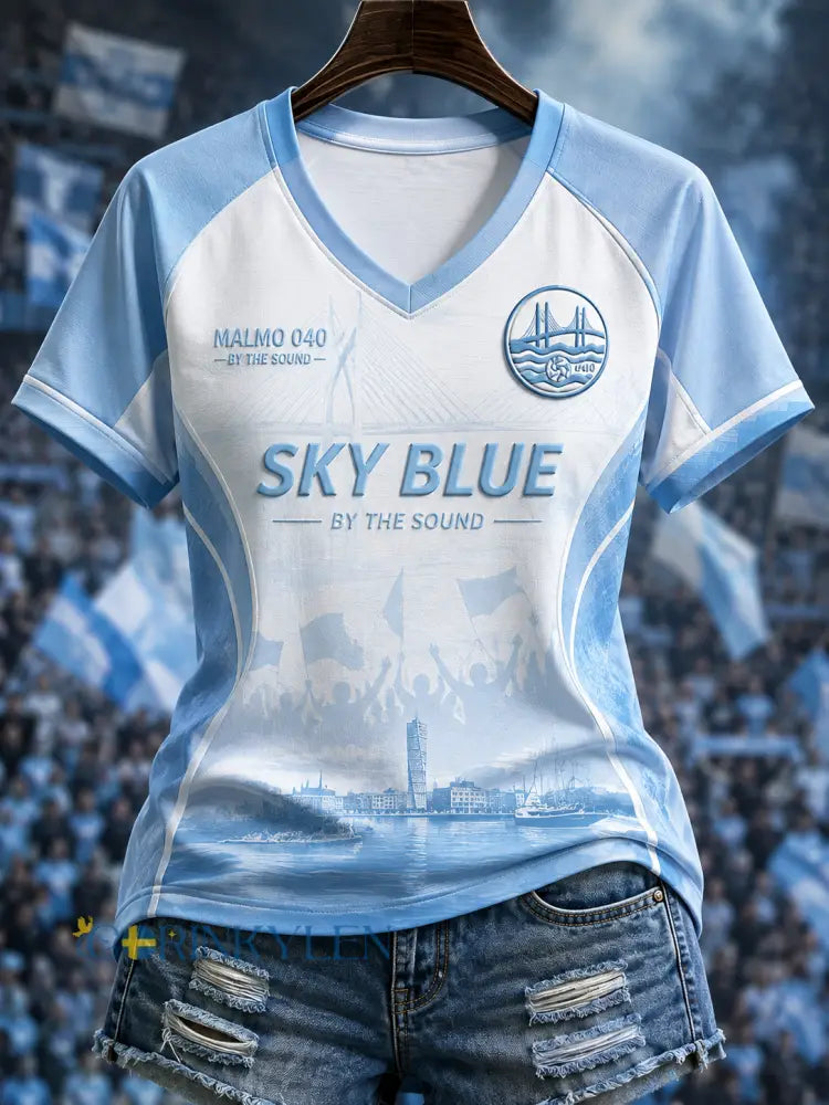 Damer Malmö FF V-ringad axellös kortärmad t-shirt - A / S
