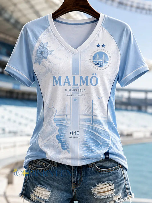 Damer Malmö FF V-ringad axellös kortärmad t-shirt - A / S