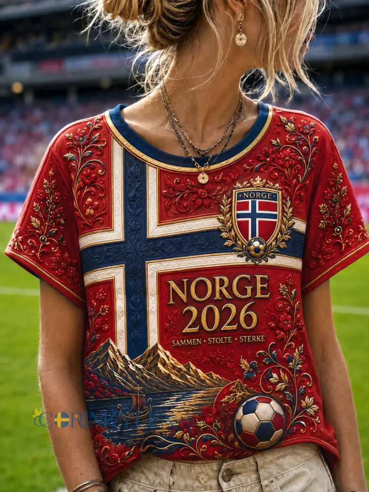 Damer Norrland 2026 Fotboll Blommigt Klassisk T-shirt - som bild / S