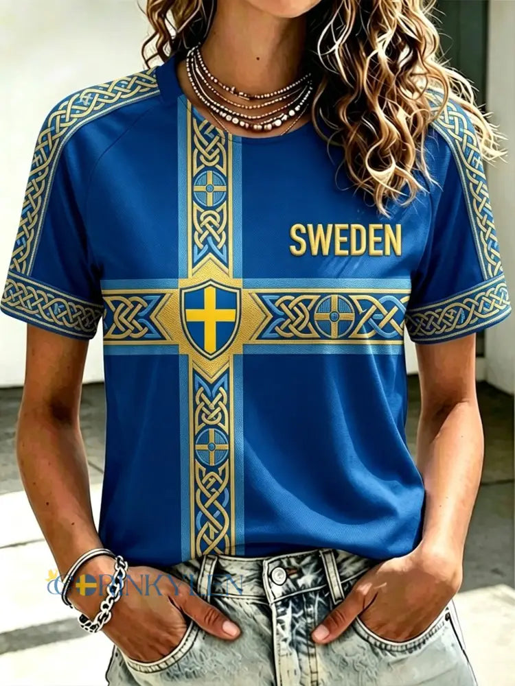 Damer Retro Sverige 2026 Fotbollströja med korta ärmarna - blå / S