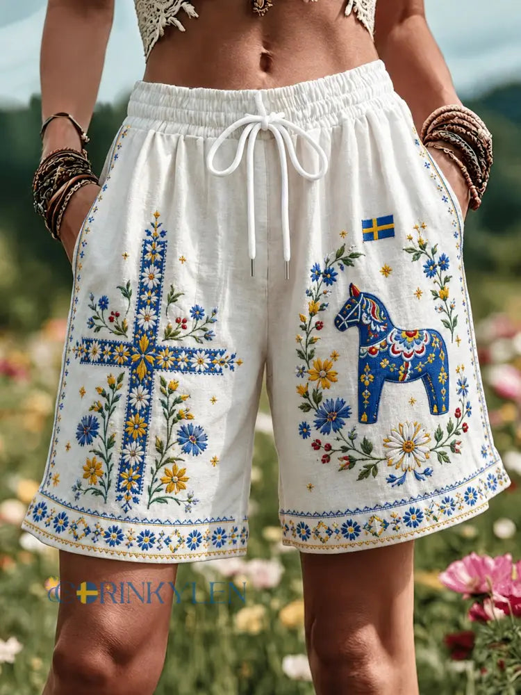 Damer Svensk Festhelgd Konsttryck Shorts - A / S