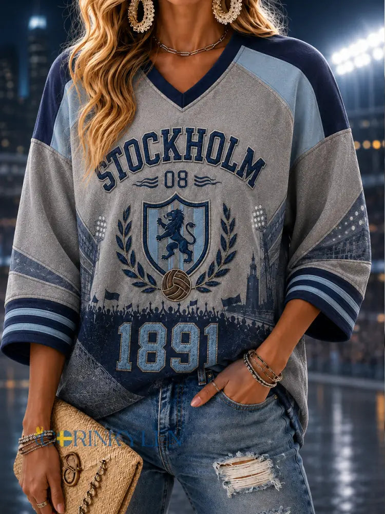 Damer Svensk Fotboll Djurgården Fans Älskling V-ringning Långärmad - A / S