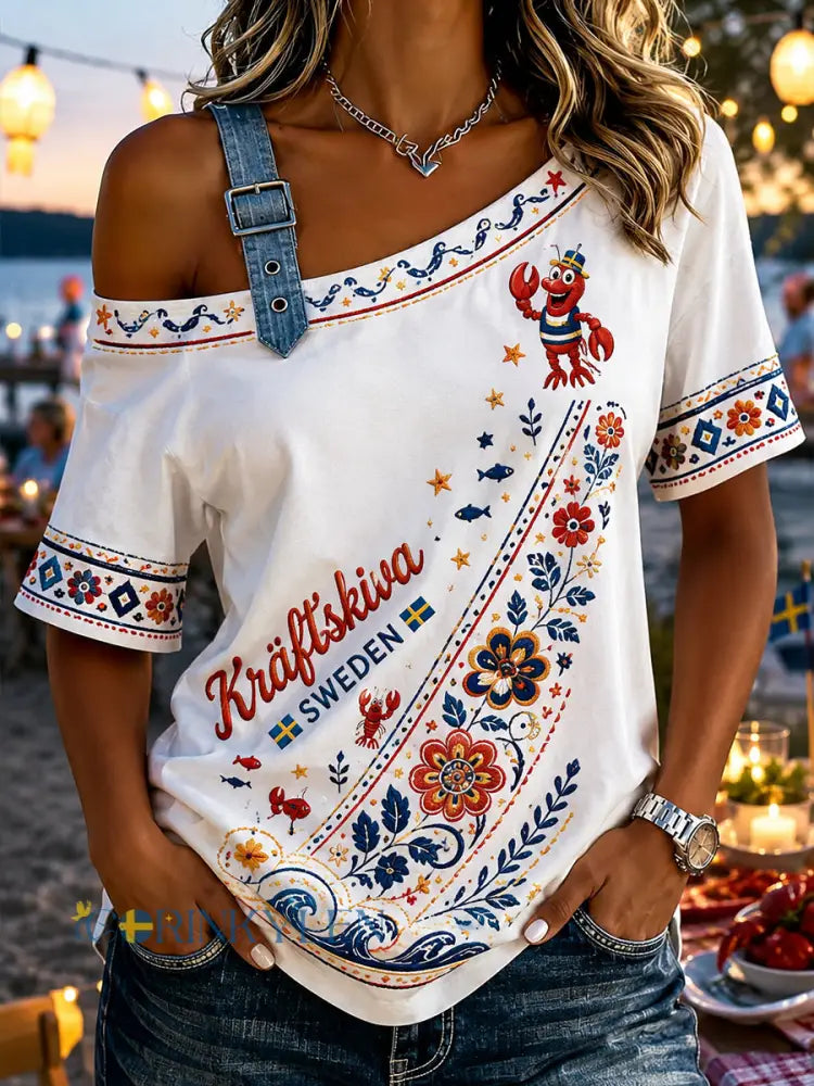 Damer Svensk Hummerfestival Minneskonsttryck Topp - A / S