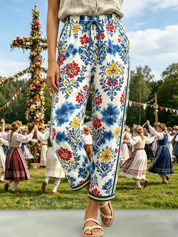 Damer Svensk midsommarfest konsttryck byxor - A / S