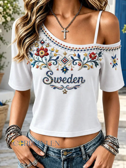 Damer Svensk Midsommarfest Konsttryck Topp - A / S