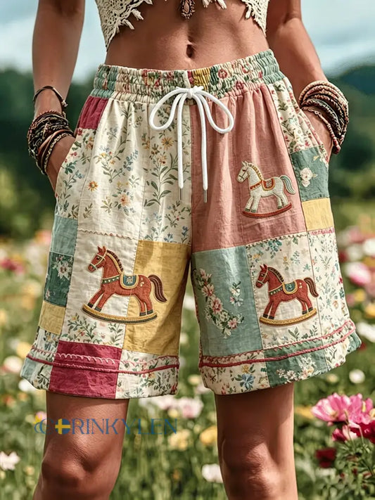Damer Svensk midsommarfest minnesart-print shorts - A / S