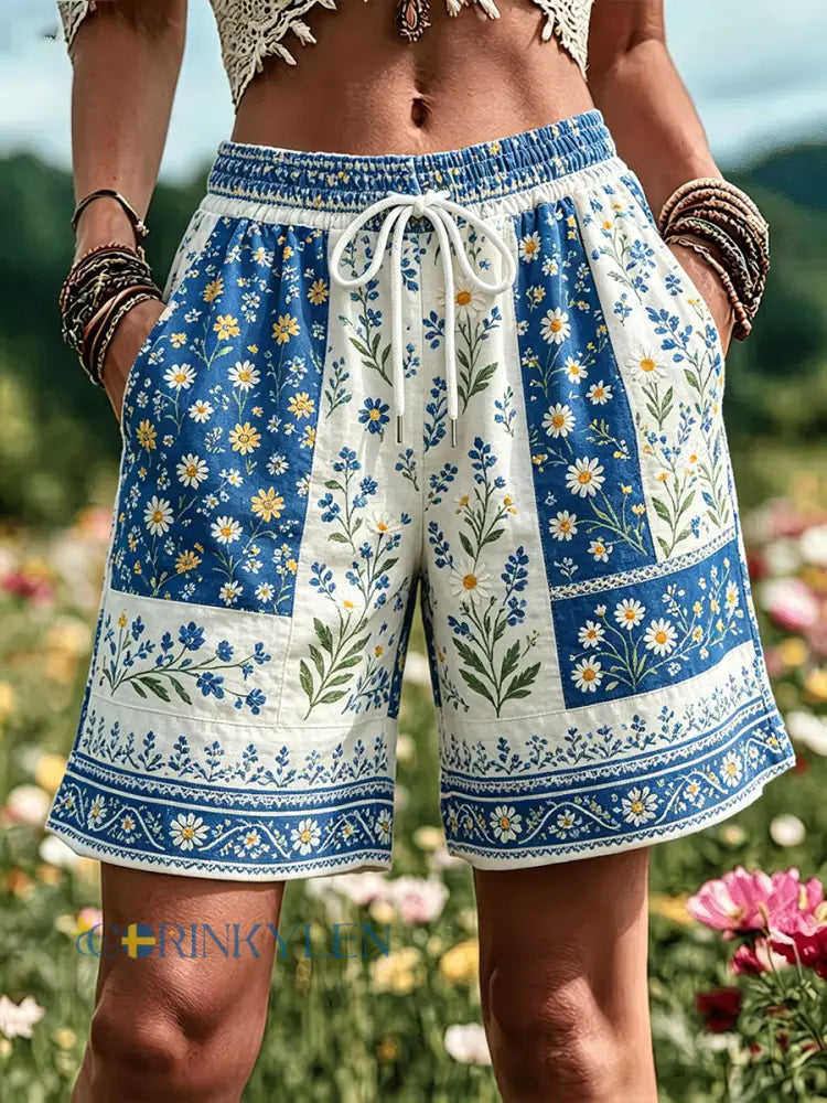 Damer Svensk midsommarfest minnesart-print shorts - A / S