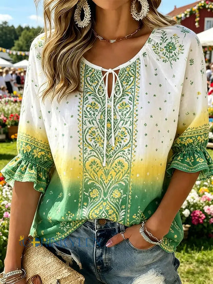 Damer Svensk midsommarfest minneskonsttryck T-shirt - A / S