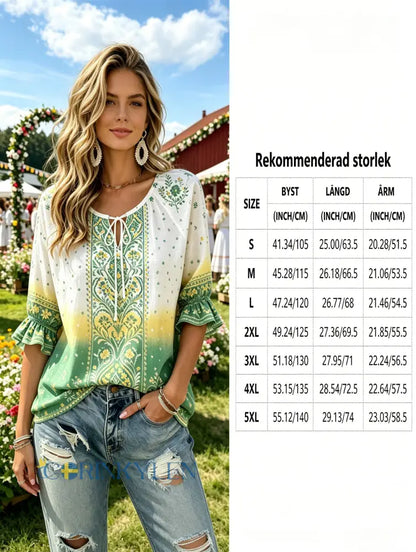 Damer Svensk midsommarfest minneskonsttryck T-shirt - H / S