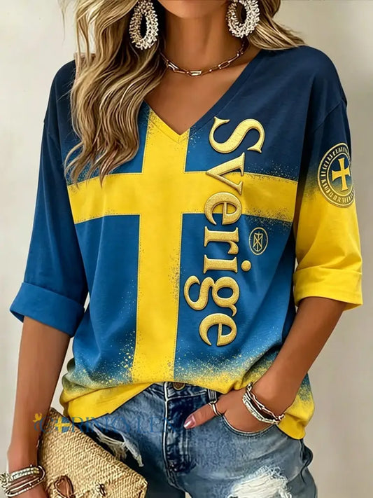 Damer Sverige Fotboll Emblem Topp - blå / S