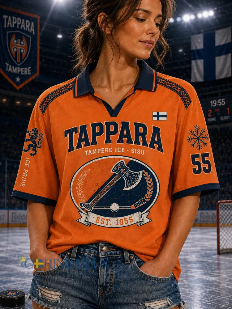 Damernas finska ishockeytröja Tappara med V-ringning och korta ärmarna - A / S
