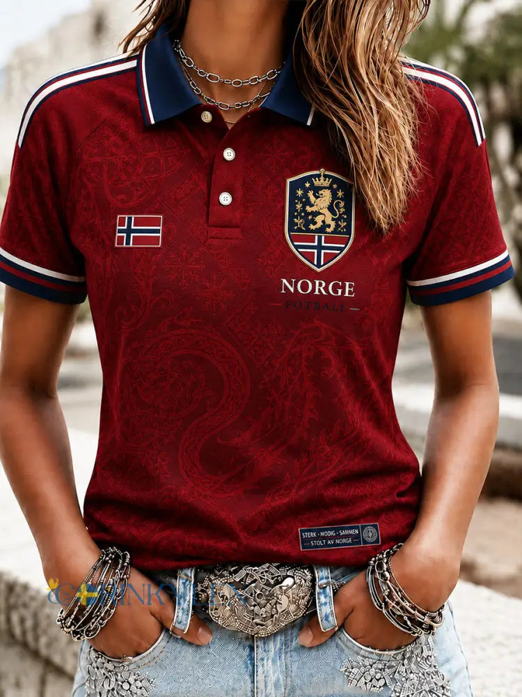 Damernas Norge-fotbollströja - röd / S
