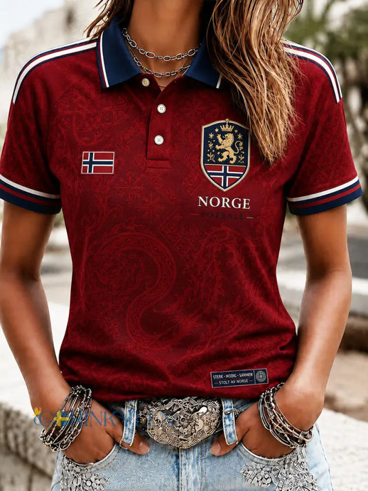 Damernas Norge-fotbollströja - röd / S
