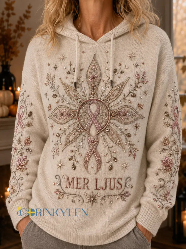 Damernas retro-Halloween-hoodie med solhjul mot bröstcancer - som bild / S