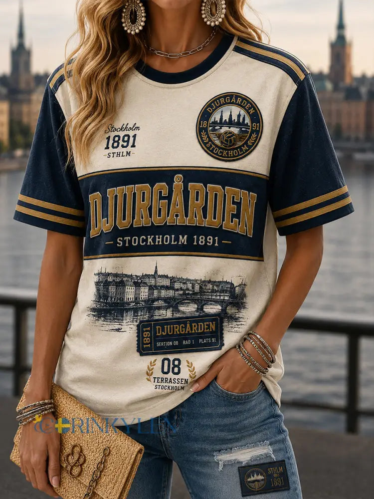 Damernas svenska fotboll Djurgården Fans älskare kortärmad t-shirt - A / S