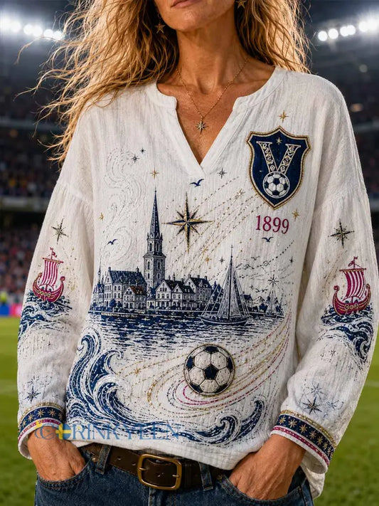 Damernas vintage fotbollströja från 1899 med traditionell lagtryckning - som bild / S