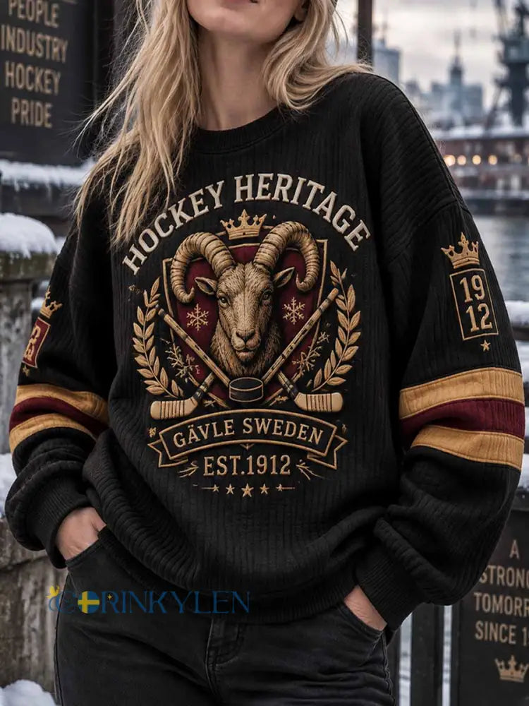 Damishockeyklubb-mönstrad tryckt tröja - som bild / S