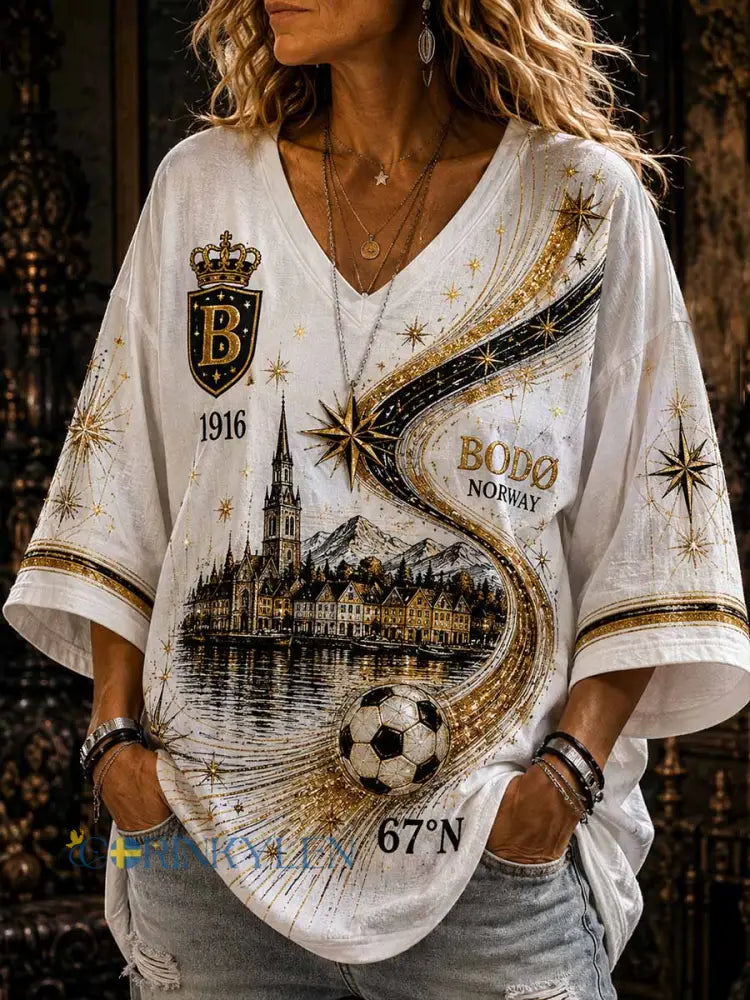 Dammens Bodø1916 T-shirt med traditionellt lagtryck - som bild / S