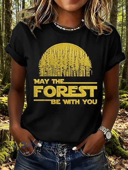 Dammens ’Må skogen vara med dig’-tryckt t-shirt - svart / S