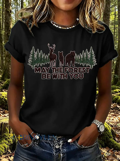 Dammens ’Må skogen vara med dig’-tryckt t-shirt - svart / S