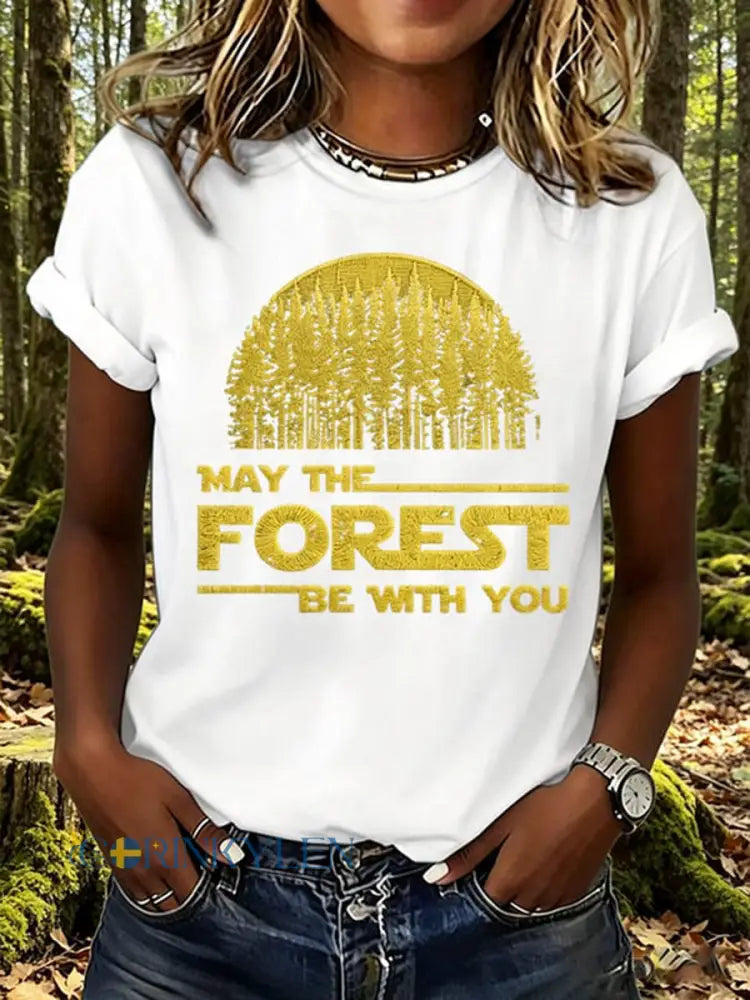 Dammens ’Må skogen vara med dig’-tryckt t-shirt - vit / S