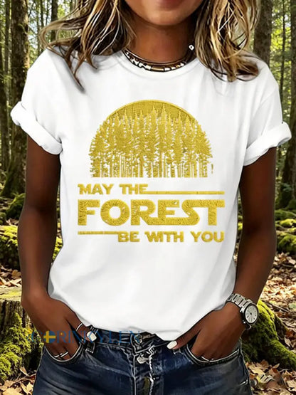 Dammens ’Må skogen vara med dig’-tryckt t-shirt - vit / S