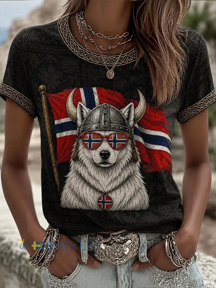 Dammens Norge Dog T-shirt med korta ärmar - svart / S