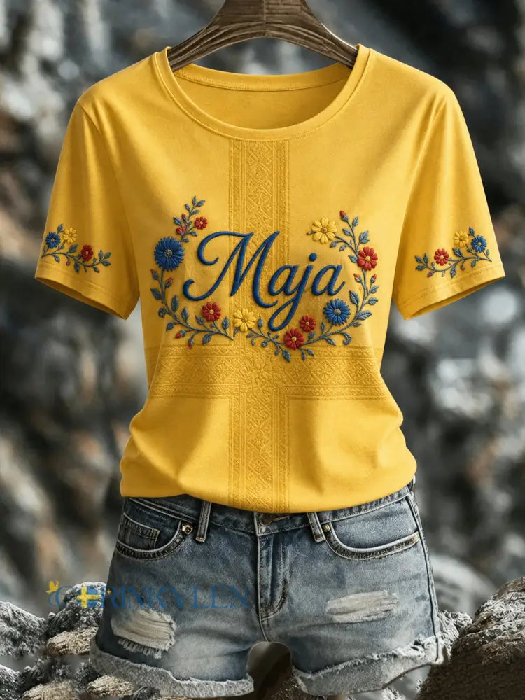 Dammens svenska midsommarminneskonsttryck T-shirt - A / S