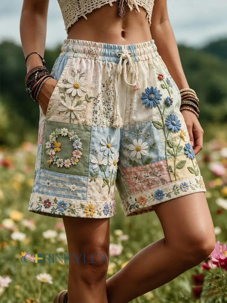 Dammiddagsshorts med blommönster för kvinnor - A / S