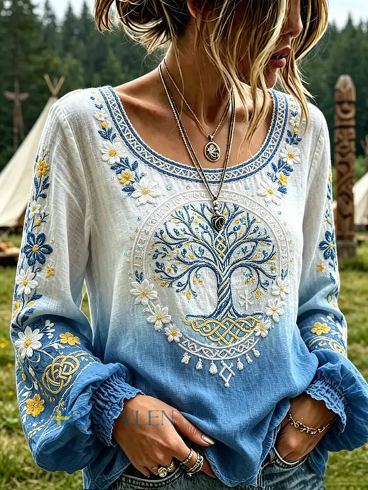 Dammode Viking Livets Träd Konsttryck Topp - som bild / S
