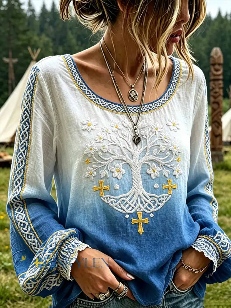 Dammode Viking Livets Träd Konsttryck Topp - som bild / S