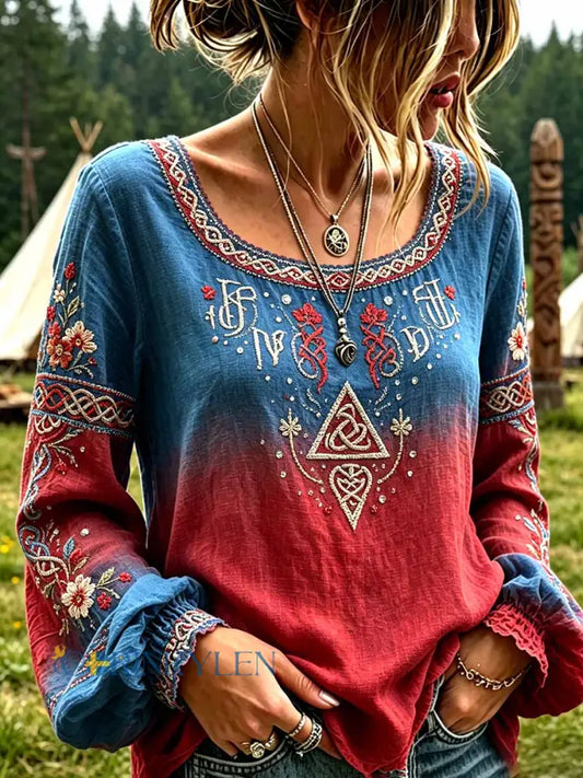 Dammode vikingartprint-topp - som bild / S