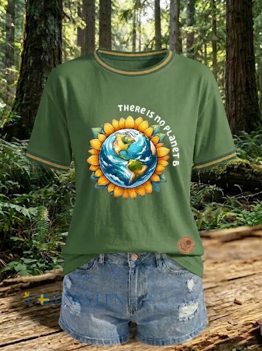 Dammtröja med tryck: There Is No Planet B - armé grön / S