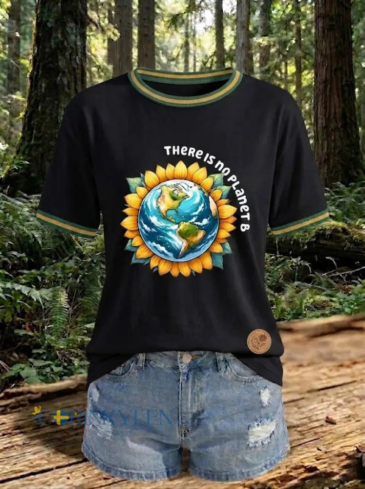 Dammtröja med tryck: There Is No Planet B - svart / S