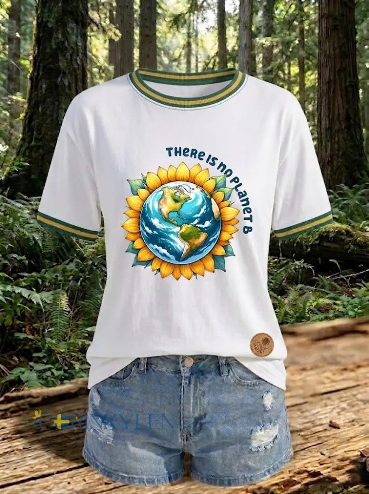 Dammtröja med tryck: There Is No Planet B - vit / S