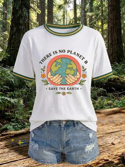 Dammtröja med tryck: There Is No Planet B - vit / S