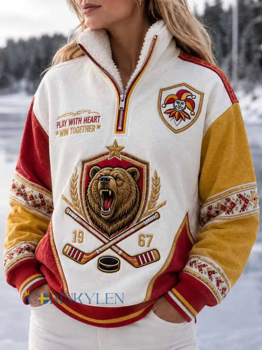 Dammudding med retrotypisk hockeymönster och tryck - som bild / S