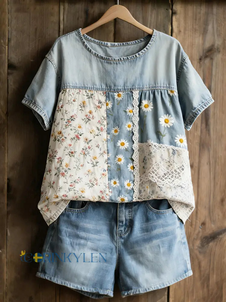 Dams Daisy-print avslappnad t-shirt - som bild / S