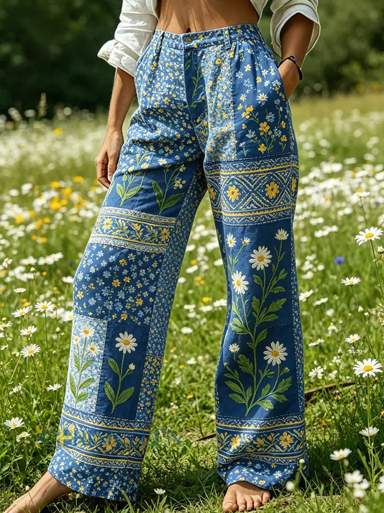 Damslips i midsommarstil med blommönster avslappnad stil - A / S