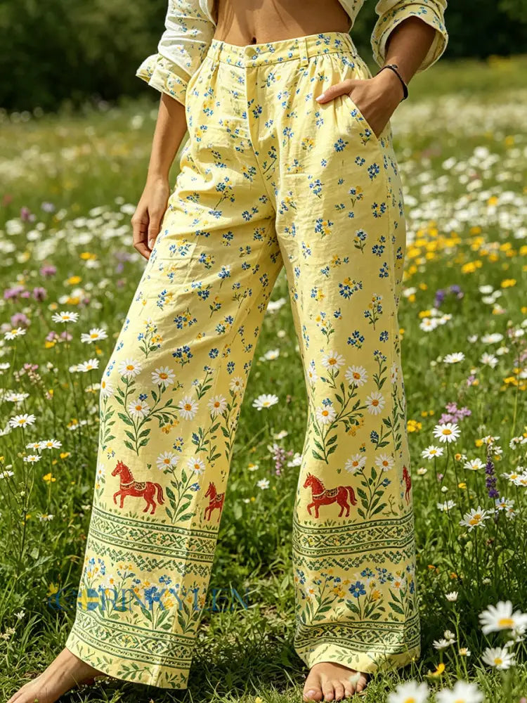 Damslips i midsommarstil med blommönster avslappnad stil - A / S