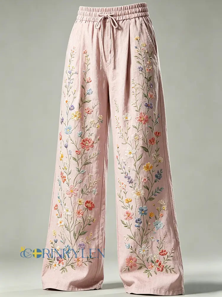 Damslipsbyxor med blommotiv och dragsko - runk / S