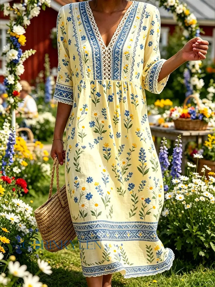 Damsommarklänning med blommönster - A / S